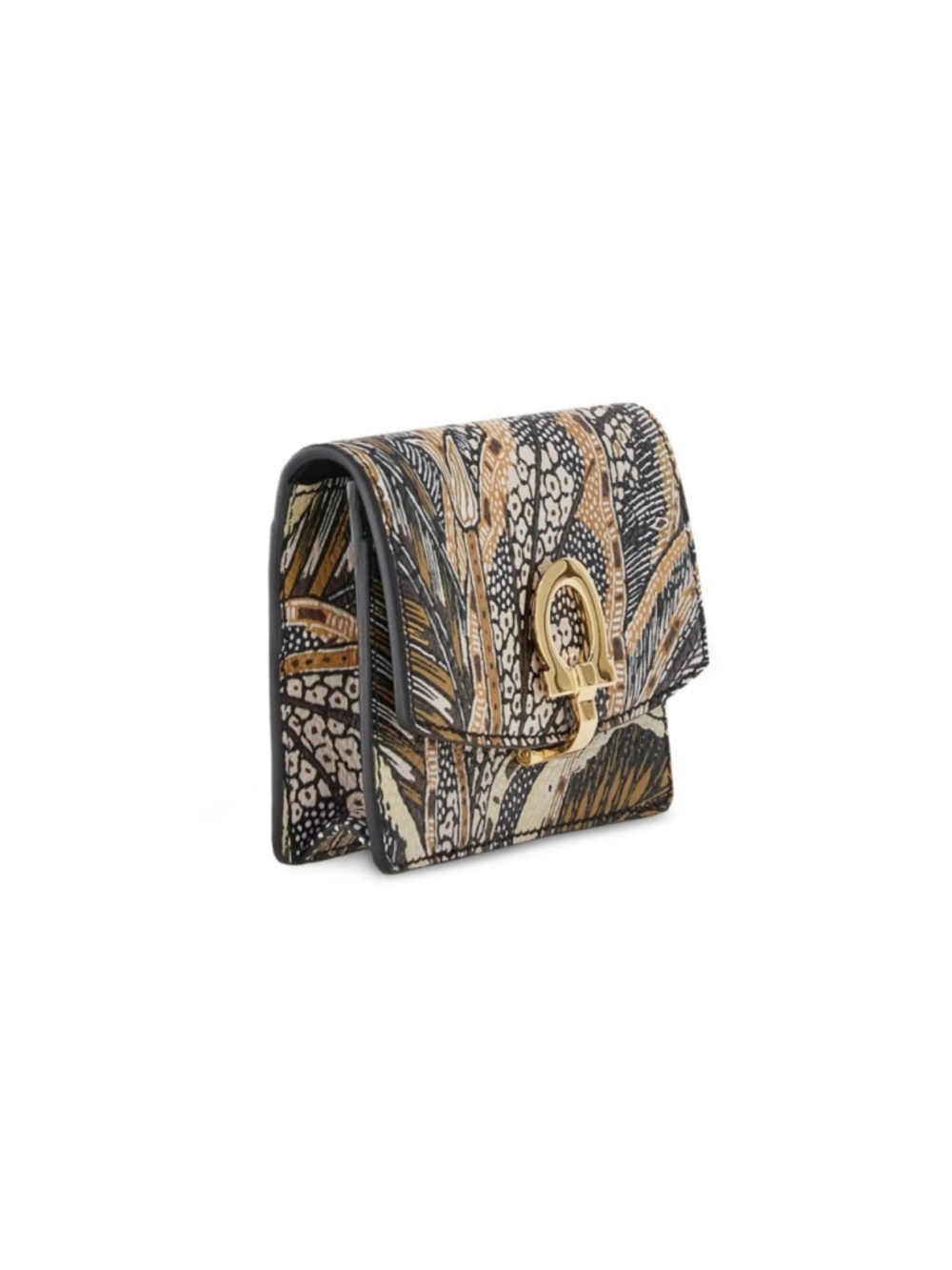 Ferragamo Gancini Multicolor Calfskin Business Card Holder NIB